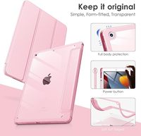 Coque pour iPad 9e/8e/7e génération 10.2 pouces (2021/2020/2019), dos transparent, housse antichoc en TPU porte-crayon intégré