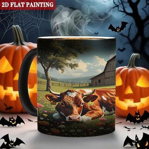 Taza de Cerámica Esmerilada de 11 oz, Negra, Activada por Calor, para Café, Té, Manualidades, Diseño Artístico - Product Image 6