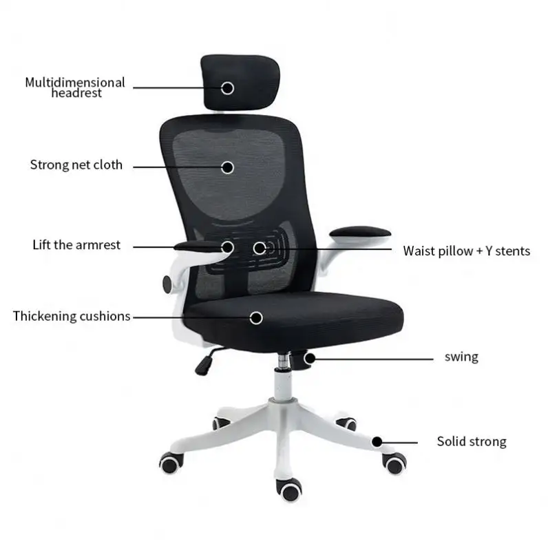 Hochleistungs-Bürostuhl aus grauweißem Stoff mit verstellbarem, minimalisti schem, großem und hohem Bürostuhl mit mittlerer Rückenlehne und Armlehne