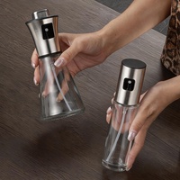 Bouteille pulvérisateur d'huile en verre réutilisable, anti-fuite, distributeur de brume pour friteuse à air, steak, barbecue, usage domestique, compatible lave-vaisselle