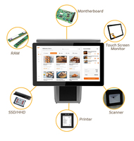 15.6 pouces vente au détail tout-en-un Pc bureau double écran tactile Windows Android imprimante Pos système Terminal point de vente Machine