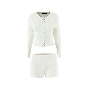 Spring New Women's French Fashion Design Bat Sleeve Wave Edge Long <b>Knitted</b> <b>Set</b> - Product Image 3
