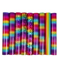 Vinilo Holográfico Elástico para Plotter, Patrones de Arcoíris, Película PET, Corte Personalizado, Precio Atractivo, Suministro de Fábrica