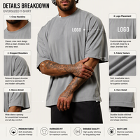 T-shirt personnalisé avec logo, coupe ample et épaules tombantes, maille respirante, séchage rapide, vêtements de sport, streetwear