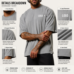 T-shirt Oversize con Logo Personalizzato, Vestibilità Ampia e Spalle Cadenti, in Tessuto a Rete Traspirante ad Asciugatura Rapida, <span class=keywords><strong>Abbigliamento</strong></span> Sportivo e Streetwear - Product Image 5
