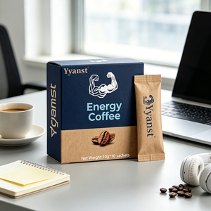 Café Instantáneo Tostado Botánico Mixto 10g*10 Sobres, Caja de Papel Kraft Azul Marino con Diseño de Granos de Café, para Camping al Aire Libre, OEM, Venta al por Mayor - Product Image 2