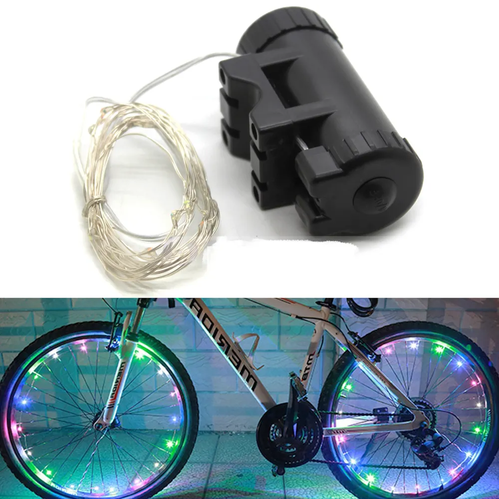 防水LEDストリングライトカラフルな自転車バイクホイールリム銅線ライト