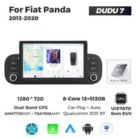 MEKEDE Car-play DUDU7 8 cœurs 12+512G Écran 2k WiFi ADAS DVR Android Auto Vidéo de voiture 4G GPS Navigation pour Fiat Panda 7 pouces