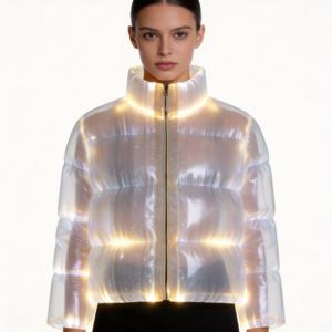 Doudoune lumineuse, fibre optique changeante de couleur, style couple, épaisse, courte, duvet de canard, chaude, hiver, nouveau col montant - Product Image 2