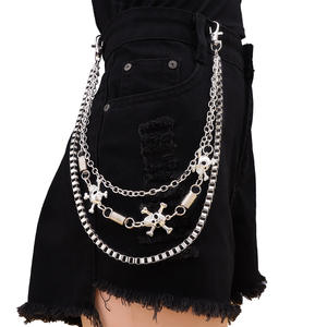 Cadena de cintura esqueleto multicapa de metal, estilo hip hop punk, unisex, cadena corporal de moda, plata tibetana blanca K - Product Image 2