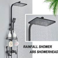 Nouvel ensemble de douche noir mat pour salle de bain, haute pression, eau chaude et froide, jet de pluie, modes de pulvérisation doux, finition chromée
