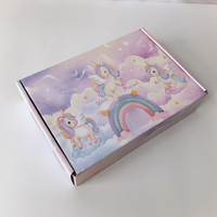 Caja de Envío de Cartón Corrugado Impresa con Diseño de Unicornio Arcoíris a Todo Color para Empaque de Regalos