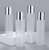 Set Botol Serum & Lotion Perawatan Kulit PET Berlapis Elektro dengan Tutup Sekrup, Botol Toner Transparan Matte