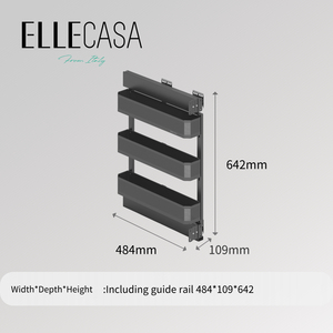 ELLECASA Como 3-Tier Aluminum Square <strong>Side</strong> Pull Basket Heavy Duty Kitchen Cabinet Organizer Slide Storage <strong>Side</strong> <strong>Drawers</strong> - Product Image 2