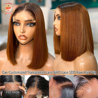 Wig Bob lurus pendek 99J merah merah Burgundy warna coklat kualitas tinggi dengan rambut Remy poni gaya rambut Brasil untuk WANITA HITAM