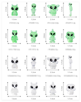 Décoration d'aquarium Personnage de dessin animé 3d Figurine extraterrestre rougeoyante Grande breloque Bricolage Nail Resin Luminous Trade Mini Toy From China