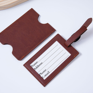 Étiquette de bagage en PU <span class=keywords><strong>simple</strong></span> et élégante, étiquette de sécurité pour valise, anti-perte, avec logo imprimé pour carte d'embarquement - Product Image 2