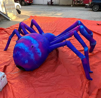 3m/4m 10ft 13.2ft Hang Led Lighting Lifelike Giant gonflable Halloween black spider model for event decoration