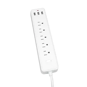 Prises de courant WOSOM ESU5-US5 + 3USB avec fil 1.2M-Adaptateur d'extension multi-prises US avec 3 usb