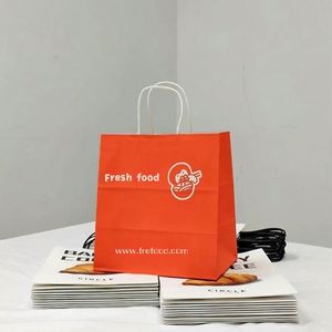 Wholesale Custom Eco Friendly Craft Kraft Big Paper Bag for Restaurant Food Takeaway - Product Image 6