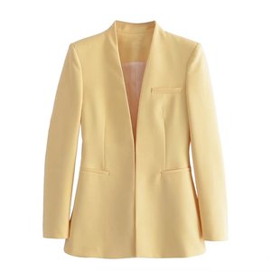 2022 봄/여름 여성 스트리트 트렌디 캐주얼 정장 칼라 짧은 단색 블레이저 - Product Image 2