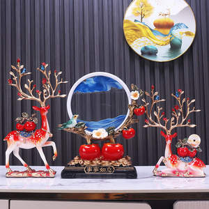 Figurine sculptée en résine époxy Lucky Elk, art populaire, décoration pour meuble TV, véranda, cave à vin, cadeau de pendaison de crémaillère, cadeau pour une nouvelle maison - Product Image 1