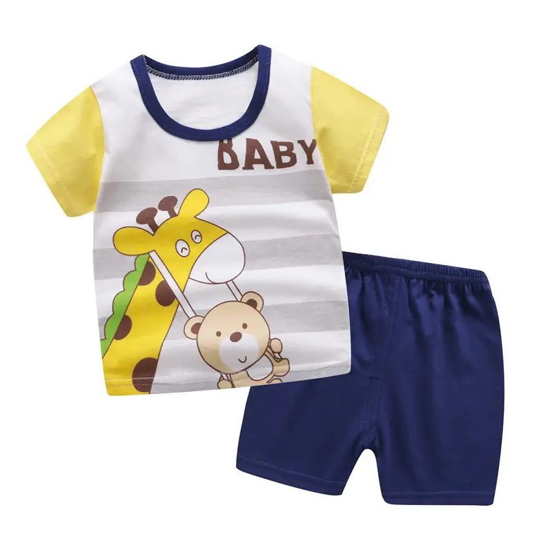 Infant Clothings Short Sleeve Suit For Boys And Girls Cartoon Printing Children's Clothes