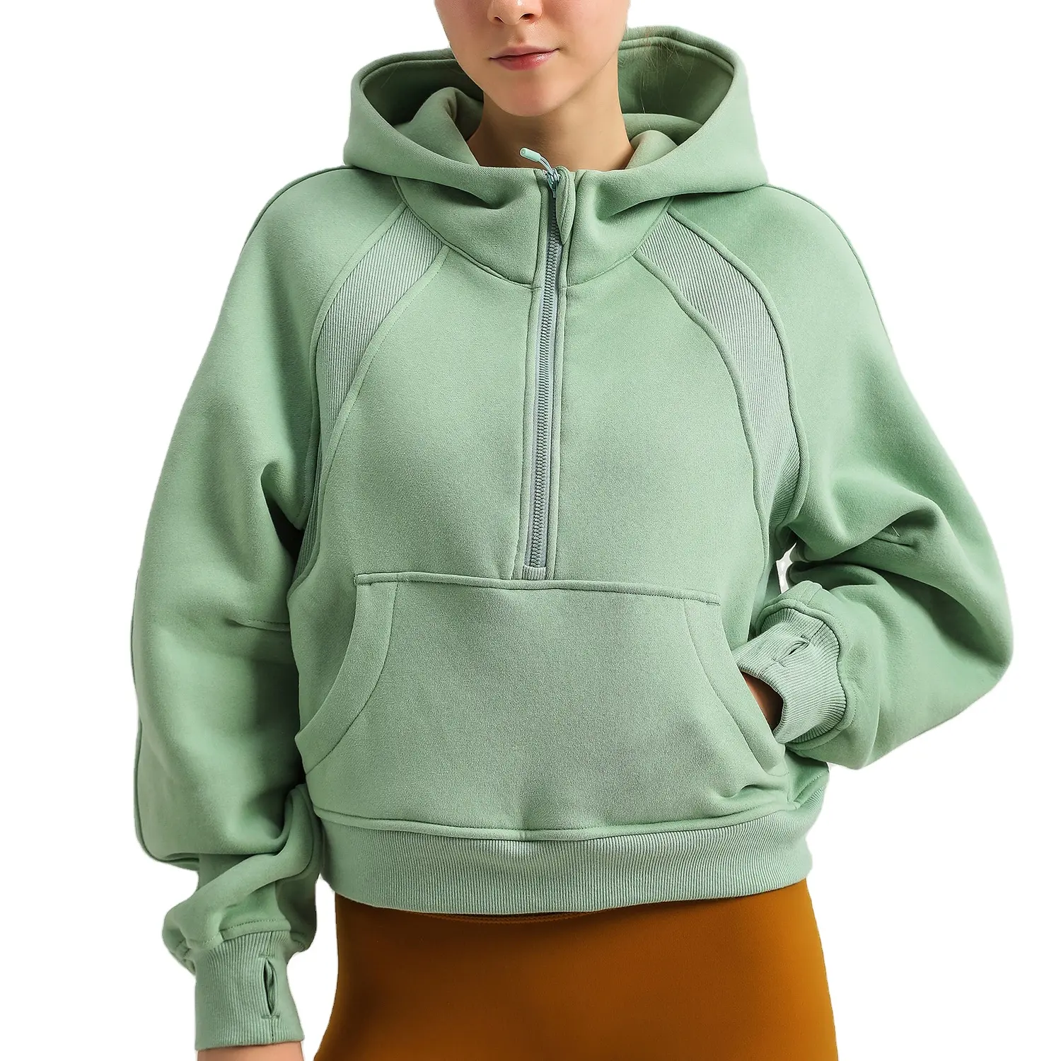 American-style semi-loose zip sweatshirt anti-wrinkle fleece yoga workout top lulu sports ladies hoodie