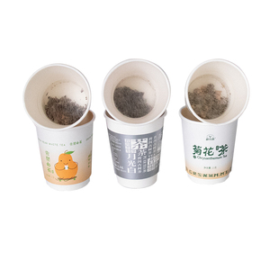 OEM Factory Custom Logo Double Wall Hot Drink Instant Tea Paper Cup with Tea Inside the Bottom