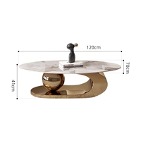 Table basse ovale nordique de luxe moderne pour salon, grande taille, design boule de thé, mobilier de maison en métal