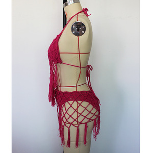 Personnalisé mi taille gland crochet Bikini maillots de bain évider Sexy voir à travers nager couvrir String Bikini vêtements de <span class=keywords><strong>plage</strong></span> pour les femmes - Product Image 4