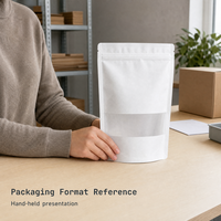 Sac d'emballage imprimé sur mesure, anti-odeur, blanc mat, avec fermeture éclair et fenêtre transparente
