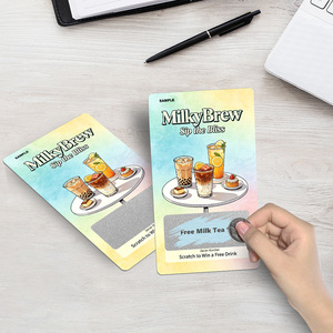 Tarjetas Rasca y Gana Personalizadas al por Mayor, Cupón de Descuento para Té con Leche, con Logotipo Personalizado, Impresión Offset para Promociones Comerciales - Product Image 1