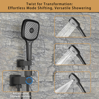 Douche de plafond encastrée en acier inoxydable poli avec thermostat unique, jet de pluie LED, fonction massage et affichage de la température – Nouveauté !