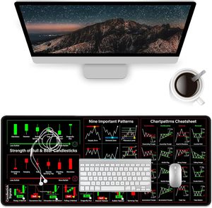 Tấm lót chuột màu đen dành cho giao dịch viên, bàn làm việc, mẫu biểu đồ, thảm bàn lớn để đặt bàn phím và chuột, dùng cho văn phòng tại nhà - Product Image 5