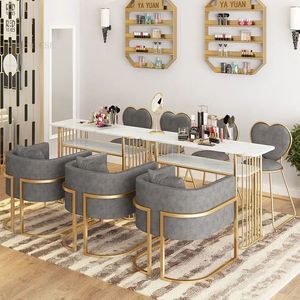 Moderna doppia stazione di Manicure tavolo con sedie Set per salone di bellezza mobili all'ingrosso con <span class=keywords><strong>la</strong></span> lampada e unghie aspirapolvere Spa - Product Image 2