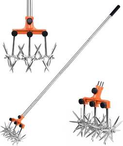 Outil de jardinage <span class=keywords><strong>manuel</strong></span> rotatif pour scarifier le sol, <span class=keywords><strong>scarificateur</strong></span> de pelouse, cultivateur de jardin, décompacteur, artofact de désherbage, motoculteur OEM DIY - Product Image 1