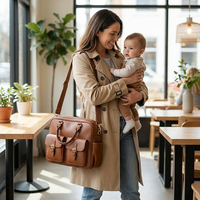 Sac Soins Bébé Sur Mesure Cuir Véritable Organiseur Maternité Poche Biberon Allaitement Voyage Maman Fournisseur
