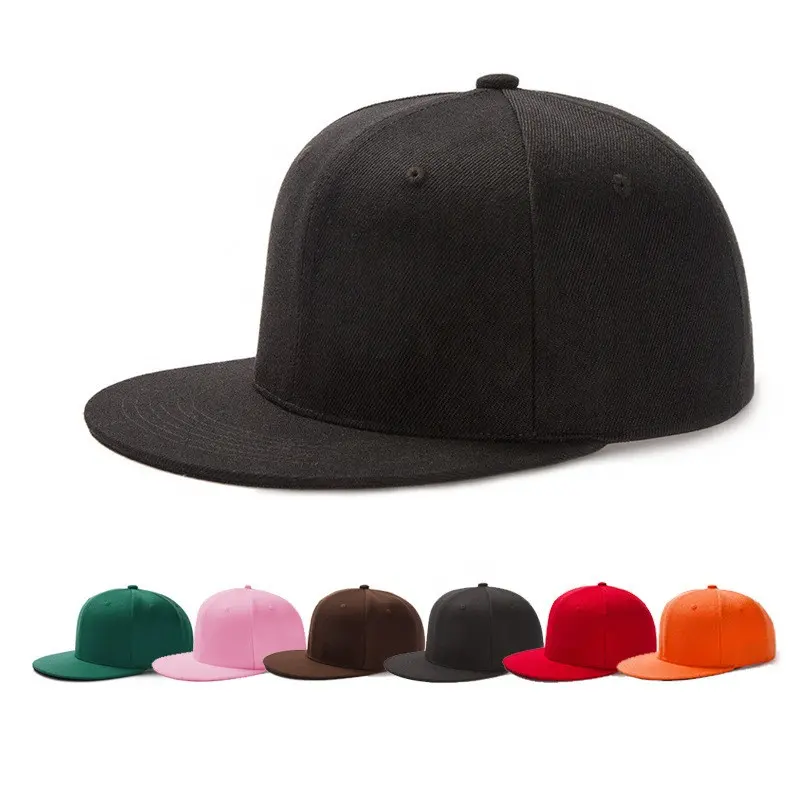 Chapeaux à rabat noir Hip-Hop, casquette personnalisable sans Logo, vente en gros,