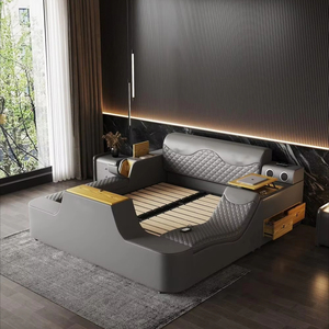 Multi-Purpose Bedroom Smart <strong>TV</strong> <strong>Bed</strong> With Small Refrigerator Cupholder Massage Chair Drawers - Product Image 4
