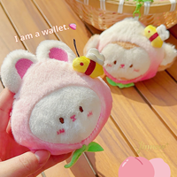 Set Gantungan Kunci Boneka Plush Seri Peach Kawaii Trendi, Boneka Magnetik Interaktif yang Dapat Diregangkan dengan Fungsi Dompet Koin, Tas Lucu, Hadiah Terbaik