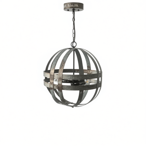 Lámpara Colgante Galvanizada de 4 Luces, Redonda, de Hierro, con Cadena Ajustable, para Cocina, Comedor, Vestíbulo, Entrada, Negra, Bombilla E26 (No Incluida) - Product Image 1