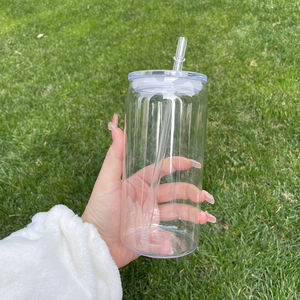 Verre à bière en acrylique transparent 20 oz, gobelet à boire en plastique, mug à bière avec couvercle en PP et paille pour enveloppes UV DTF - Product Image 2