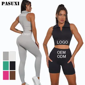 PASUXI हॉट सेलिंग फैशन सपोर्ट कस्टम ब्रा और लेगिंग्स जिम फिटनेस सेट महिलाओं के लिए वर्कआउट कपड़े 2 पीस योगा सेट