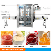 Machine de remplissage automatique pour pâte visqueuse de noisettes, pâte de caramel liquide et sauce chocolat en pots en verre
