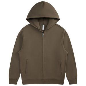 Custom 100% Cotton Heavyweight Hoodie 330gsm Solid Color Oversized Zip Up Autumn Style Plain Dyed Design - Product Image 1