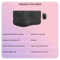 Ensemble de clavier et souris ergonomique sans fil Rechargeable de taille normale pour PC portable clavier sans fil ergonomique