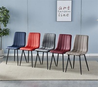 OKAY Furniture Chaise de salle à manger moderne et luxueuse pour hôtel et restaurant Chaise de salle à manger en velours tufté velours avec pied en métal
