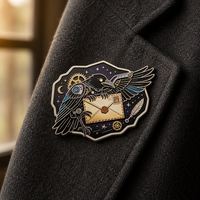 Broche personnalisée Steampunk Corbeau Émail, Épingle de revers, Badge pour costume, blazer, cadeau