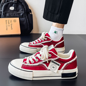 Specialty style open-toe <b>canvas</b> sneakers for men in summer, with thick soles, suitable for couples casual style, trendy shoes. - Product Image 6